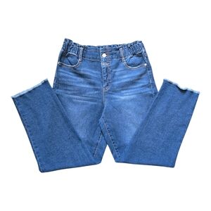 SCOOP Women’s High-Rise Crop Straight Jeans Size 6, Blue with Elastic Waist